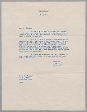 [Letter from William L. Gatz to D. W. Kempner, July 3, 1954]