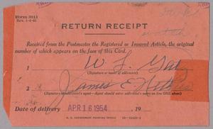 [Receipt for Returned Parcel, April 1954]