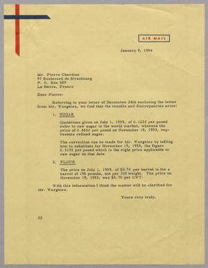 [Letter from Daniel W. Kempner to Pierre Chardine, January 9, 1954]