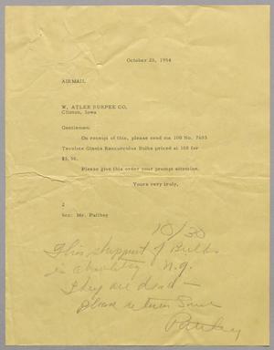 [Letter from Jeane Bertig Kempner to W. Atlee Burpee Co., October 20, 1954]