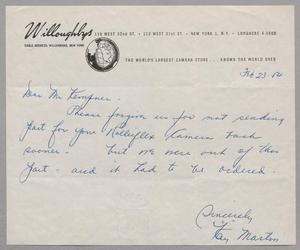 [Letter from Willoughbys to D. W. Kempner, February 23, 1954]