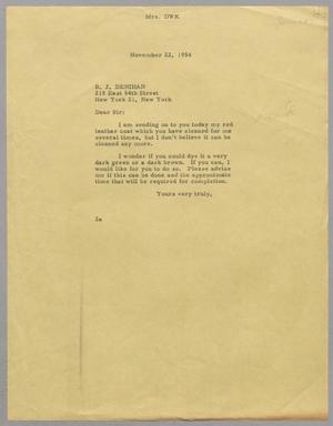 [Letter from Mrs. DWK to B. J. Denihan, November 22, 1954]