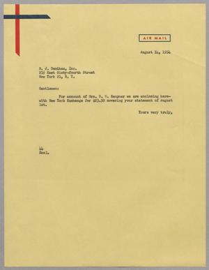 [Letter from A. H. Blackshear, Jr. to B. J. Denihan Inc., August 14, 1954]
