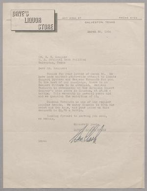 [Letter from Dave's Liquor Store to D. W. Kempner, March 26, 1954]