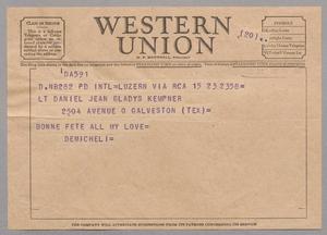 [Telegram from Demicheli to Daniel, Jean, and Gladys Kempner, December 23, 1953]
