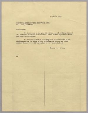 Primary view of object titled '[Letter from D. W. Kempner to Doane Agriculture Service, Inc., April 3, 1952]'.