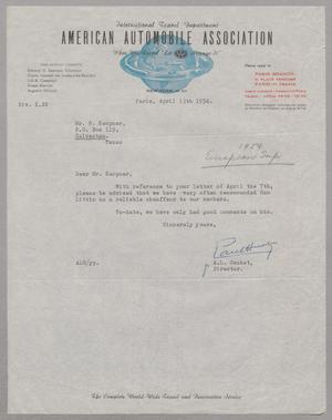 [Letter from A. L. Gachet to H. Kempner, April 13, 1954]