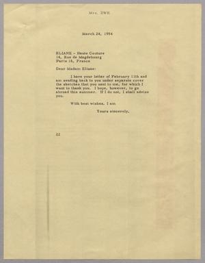[Letter from Mrs. D. W. Kempner to Eliane, March 24, 1954]