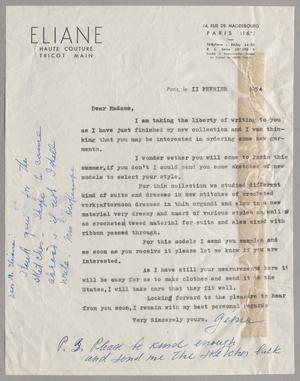 [Letter from Mrs. Eliane to Mrs. Daniel W. Kempner, February 11, 1954]