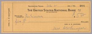 [Check from Mrs. D. W. Kempner to Fishburn's, February 2, 1954]