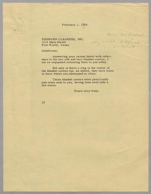 [Letter from Daniel W. Kempner to Fishburn Cleaners Inc., February 1, 1954]
