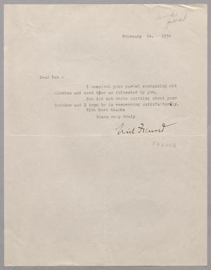 [Letter from Erich Freund to D. W. Kempner, February 14, 1954]