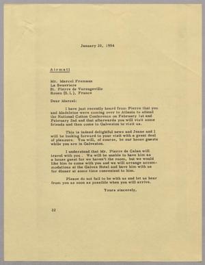 [Letter from D. W. Kempner to Marcel Fremaux, January 20, 1954]