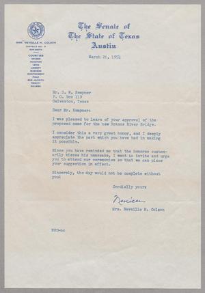 [Letter from The Senate of the State of Texas to D. W. Kempner, March 26, 1954]