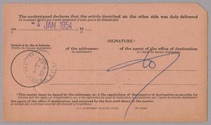 [Post Office Return Receipt, January 4, 1954]