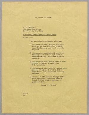 [Letter from Daniel Webster Kempner to Willoughbys, December 13, 1954]