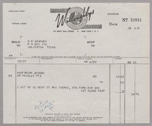 [Invoice for Items from Willoughbys, July 1, 1954]