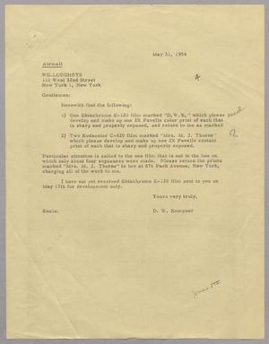 [Letter from D. W. Kempner to Willoughbys, May 31, 1954]