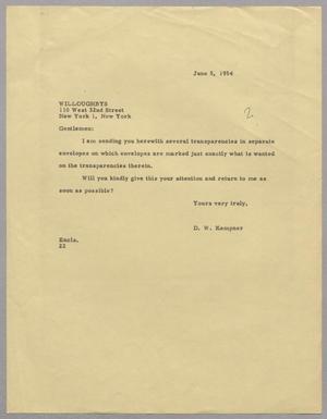 [Letter from D. W. Kempner to Willoughbys, June 5, 1954]