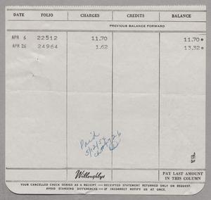 [Invoice for Items from Willoughbys, April 1954]