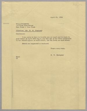 [Letter from Daniel W. Kempner to Willoughbys, April 23, 1954]