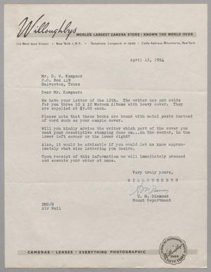 [Letter from Willoughbys to D. W. Kempner, April 15, 1954]