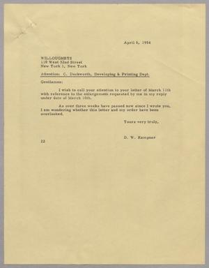[Letter from Daniel W. Kempner to Willoughbys, April 6, 1954]