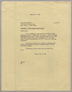[Letter from D. W. Kempner to Willoughbys, March 8, 1954]