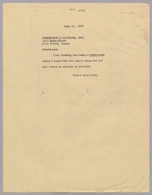 [Letter from Jeane B. Kempner to Fishburn Cleaners, Inc., June 16, 1953]