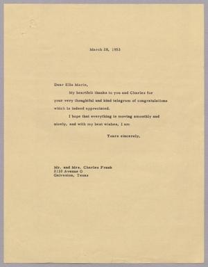 [Letter from Daniel W. Kempner to Mr. and Mrs. Charles Frank, March 28, 1953]
