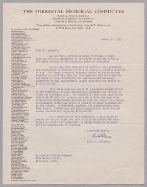 [Letter from Lewis L. Strauss to Daniel W. Kempner, March 20, 1953]