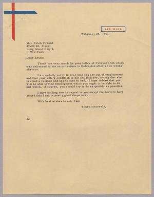 [Letter from Daniel W. Kempner to Erich Freund, February 25, 1953]