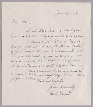 [Handwritten Letter from Erich Freund to Daniel W. Kempner, January 27, 1953]