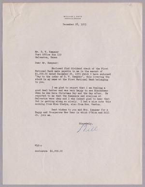 [Letter from William L. Gatz to Daniel W. Kempner, December 28, 1953]