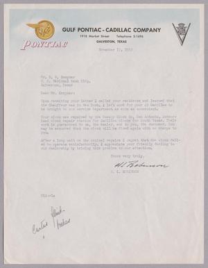 [Letter from H. L. Robinson to Daniel W. Kempner, November 17, 1953]