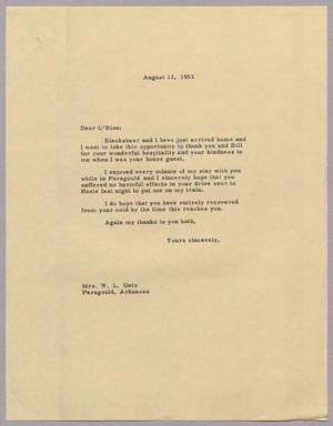 [Letter from Daniel W. Kempner to Mrs. W. L. Gatz, August 11, 1953]