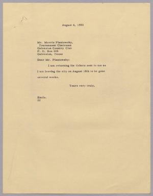 [Letter from Daniel Webster Kempner to Morris Plantowsky, August 4, 1953]