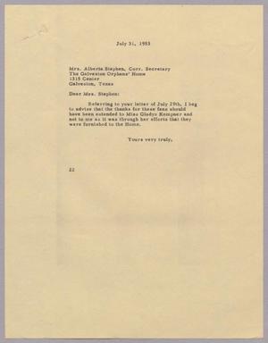 [Letter from Daniel W. Kempner to Alberta Stephen, July 31, 1953]