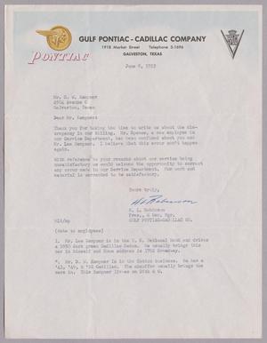 [Letter from H. L. Robinson to Daniel W. Kempner, June 8, 1953]