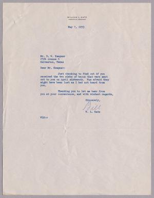 [Letter from William L. Gatz to Daniel W. Kempner, May 7, 1953]