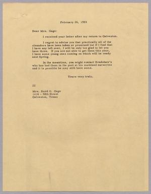 [Letter from Daniel W. Kempner to Mrs. Bard O. Gage, February 26, 1953]