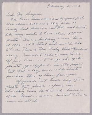 [Handwritten Letter from Band O. Gage to Daniel W. Kempner, February 5, 1953]