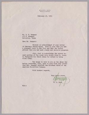 [Letter from Daniel W. Kempner to William L. Gatz., February 25, 1953]