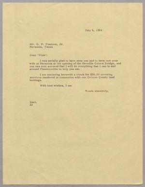 [Letter from D. W. Kempner to G. P. Pearson, Jr., July 6, 1954]
