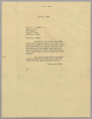 [Letter from Daniel W. Kempner to W. L. Pigott, April 6, 1954]
