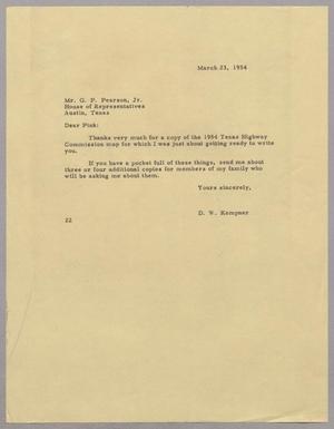 [Letter from D. W. Kempner to G. P. Pearson, Jr., March 23, 1954]