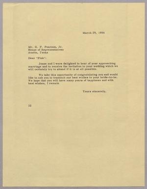 [Letter from Daniel W. Kempner to G. P. Pearson, Jr., March 29, 1954]