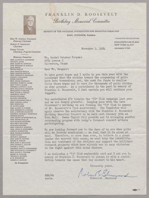 [Letter from Robert E. Sherwood to Daniel W. Kempner November 3, 1954]