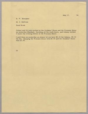 [Letter from Daniel W. Kempner to M. J. Sullivan, May 17, 1954]