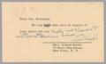 Thumbnail image of item number 1 in: '[Postal Card from Mrs. Albine Smith to Daniel Webster Kempner, 1954]'.